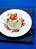 Fish Turban with diced tomatoes and spring onions