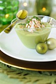 Cucumber and avocado gazpacho with crab meat