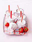 Individual strawberry frozen yoghurts