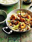 Gambas,cabbage,artichoke base and beansprout stir-fry