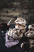 Chocolate marble meringues