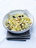 Seafood tagliatelles with spring onions