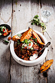 Chili con carne with sweet potatoes