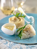 Stewed cod,pureed celeriac and mayonnaise