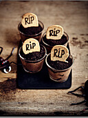 Chocolate mousse with 'grave stone' for Halloween