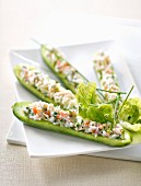 Cucumber stuffed with crab and cottage cheese