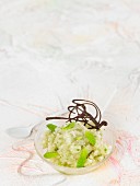 Melon granita with mint and chocolate spirals