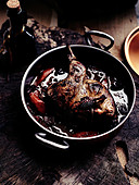 Roasted guinea fowl with balsamic sauce