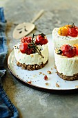 Goat cheese appetizers with dates and roasted tomatoes