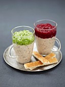 Sardine cream with cucumber and with beetroot