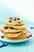 Pancakes with crystallized violets