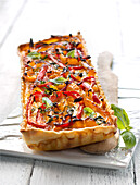 Red and green pepper tart