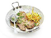 Pan-fried veal liver with parsley and Spaetzli