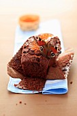 Butterfly on a spicy chocolate cake