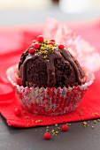 Chocolate-pistachio muffin