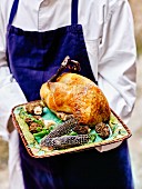 Roasted pheasant with morels