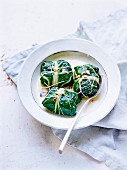 Pork and veal Swiss chard leaf papillotes