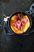Dutch baby pancake with roasted rhubarb