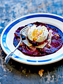 Beetroot carpaccio with Comté cheese and a soft-boiled egg with Espelette pepper