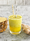 Pineapple, lemon, curly cabbage and ginger smoothie