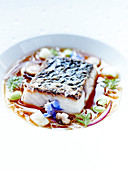 Hake Steak In Borage-Flavored Broth,Fresh Broad Beans And White Cabbage