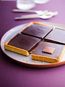Dark chocolate ganache shortbread tart