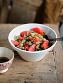 Chinese artichoke, quinoa, grapefruit and herb salad
