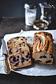 Banana bread with blueberries