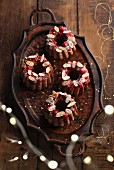 Chocolate, raspberry and cranberry small Savoie cakes
