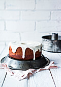 Pumpkin cake with banana glaze