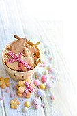 Flower and rabbit-shaped Easter shortbreads