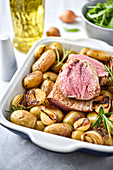 Veal filet mignon with roasted potatoes