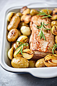 Veal filet mignon with roasted potatoes