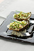 Oyster and bass tartare with green apple