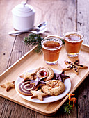 Assortment of Christmas biscuits and tea