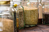 Jars of seeds and cereals