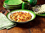 Crumble with swede, parsnip and raw ham