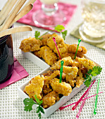 Chicken nuggets in salt, spices and corn flour crust