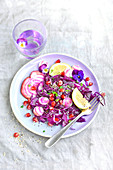 Beetroot, red cabbage, pomegranate and sesame salad