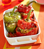 Peppers stuffed with rice and ground beef