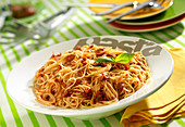 Spaghettis with red pesto