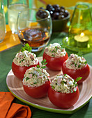 Tomatoes stuffed with seafood tabbouleh
