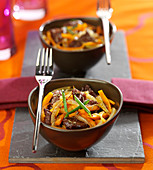 Beef and carrot sauté with cumin