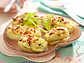 Fennel bulbs grilled with mozzarella and boiled ham