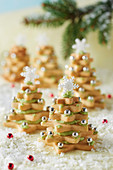 Festive Shortbread Trees with Petit Billy Cream and Pistachio Paste