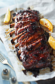 Pork ribs marinated in beer, lemon and spices