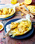 Chicken, lemon and green olive Moroccan papillote