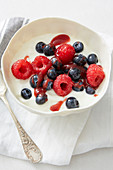 Bowl of fromage blanc and summer fruit