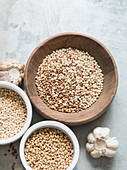 Various cereals in bowls