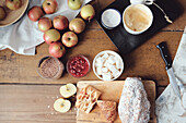 Cakes, pastries and desserts with ingredients and apples